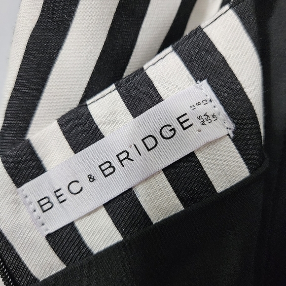 Bec + Bridge Black and White Stripe Fit n Flare Mini Dress - Picture 11 of 12